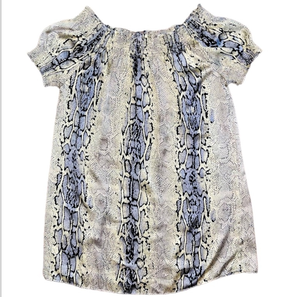 Vertigo Off Shoulder Snake Animal Print Lightweight M Dress or top, cap Sleeves